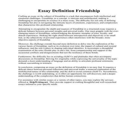 Essay Definition Friendship