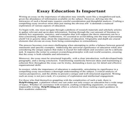 Essay Education Is Important