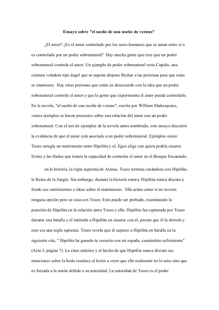 Ensayo Sobre El Sueno De Una Noche De Verano Traduccion