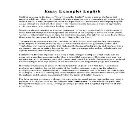 Essay Examples English.  Different styles of essays. Different Styles of Essa...