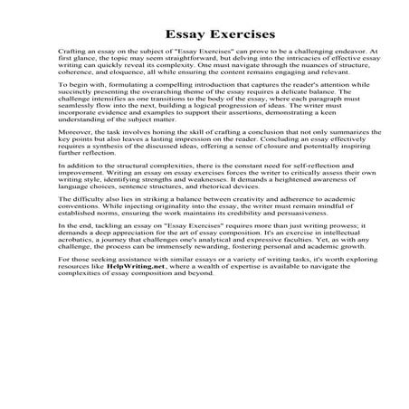 Essay Exercises | PDF