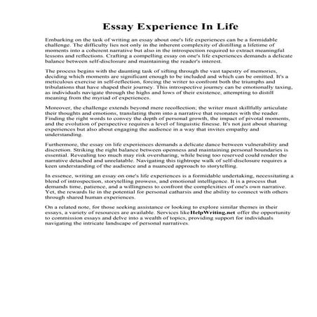 Essay Experience In Life.pdf