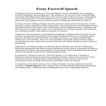 Essay Farewell Speech | PDF
