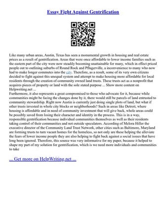 Essay Fight Against Gentrification