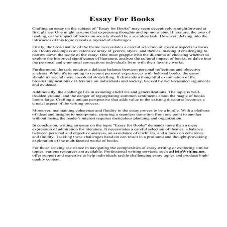Essay For Books | PDF