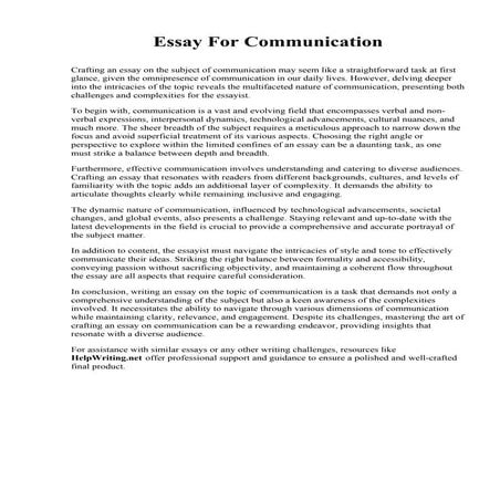 Essay For Communication