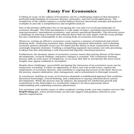 Essay For Economics. Economics Essay 5. Essay of introduction of economics  B...