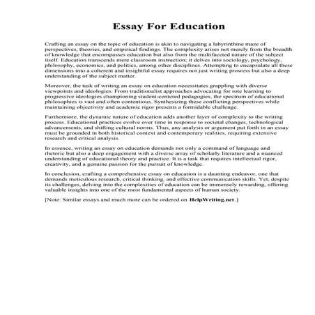 Essay For Education