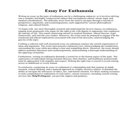 Essay For Euthanasia
