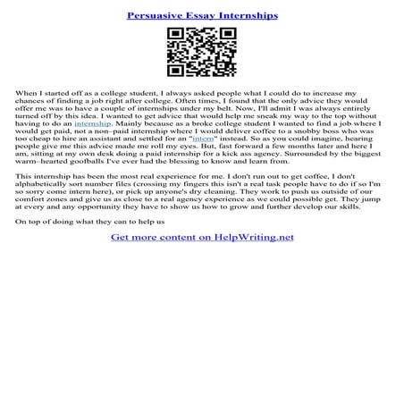 Essay For Internship