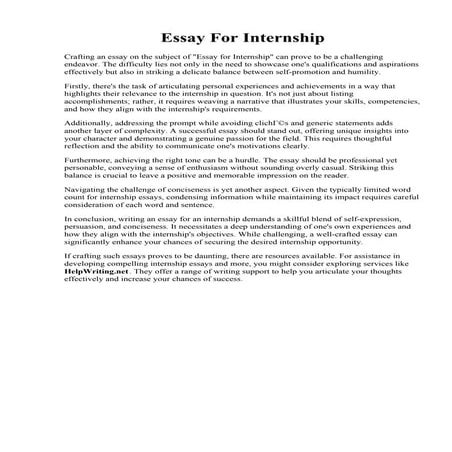 Essay For Internship. What I Learned From My Internship Experience ...