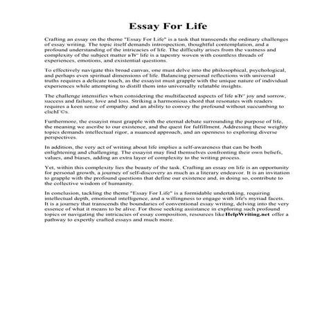 Essay For Life