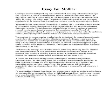 Essay For Mother. Mothers Essay. Essay on My Mother - YouTube