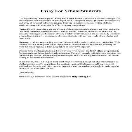 Essay For School Students