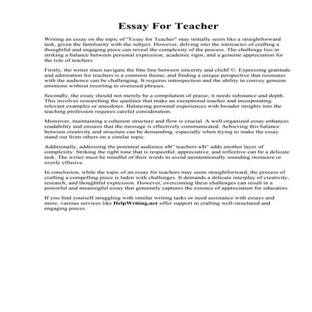 Essay For Teacher