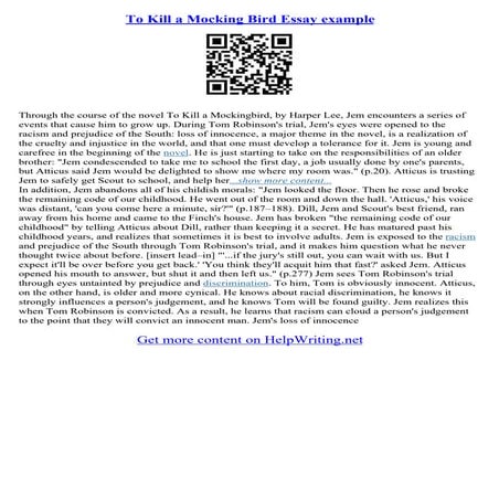 Essay For To Kill A Mockingbird