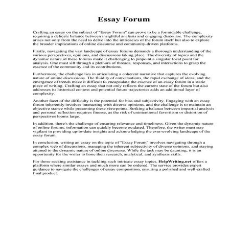 Essay Forum. Trinidad State Junior College