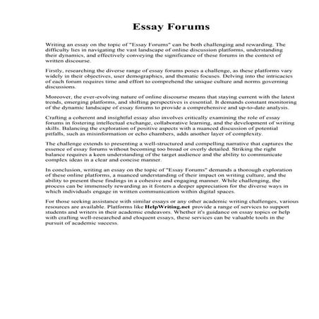 Essay Forums. Caldwell Community College and Technical Institute