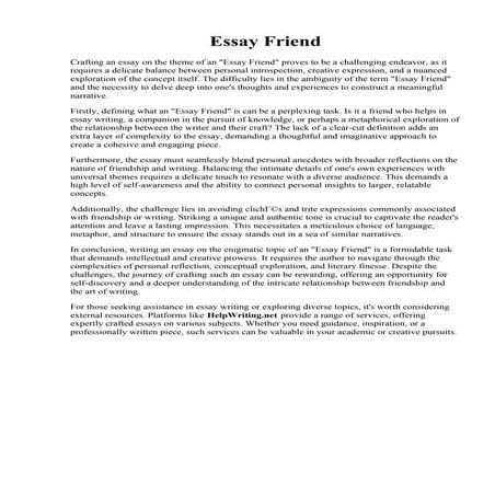Essay Friend.pdfEssay Friend. A short essay on friendship