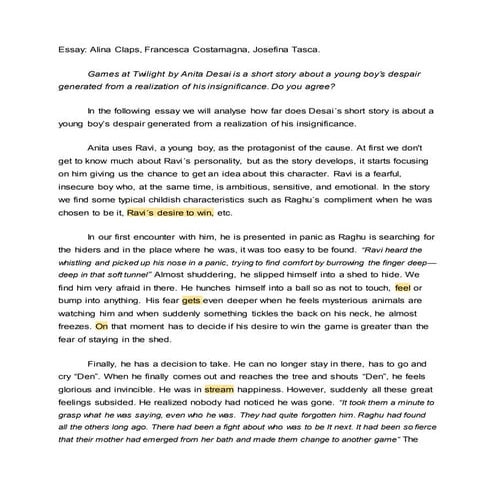 Essay games at Twilight