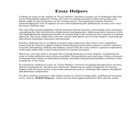 Essay Helpers. Descriptive Essay: Get essay help