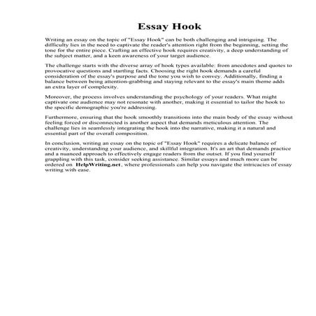 Essay Hook. How To Write A Good Hook And Thesis - Alanson Essay