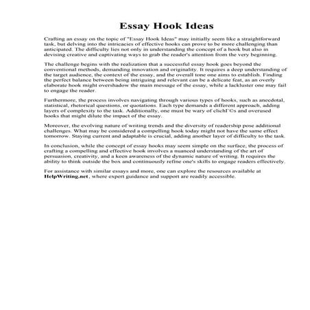 Essay Hook Ideas | PDF