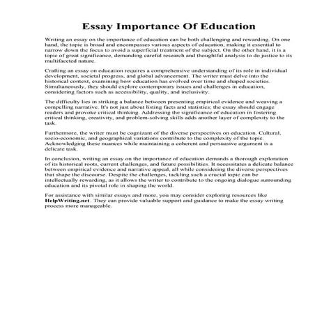 Essay Importance Of Education | PDF