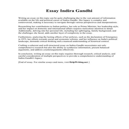 Essay Indira Gandhi. Dallas International University
