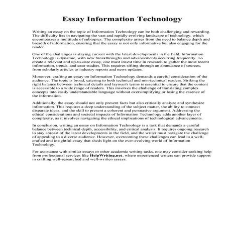 Essay Information Technology. Northwest Technical Institute