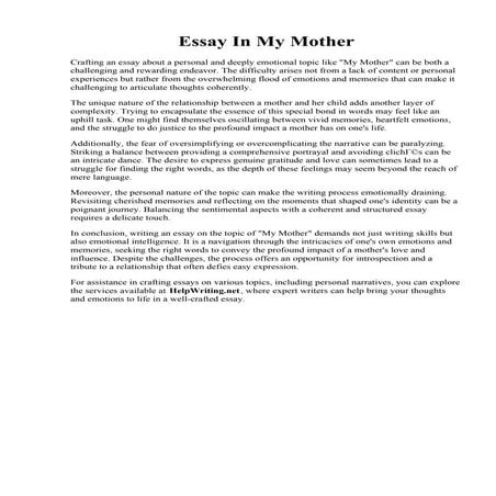 Essay In My Mother