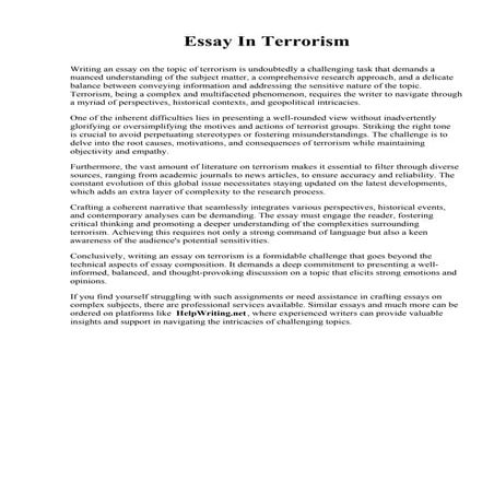 Essay In Terrorism. West Liberty University