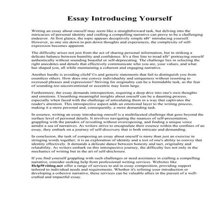 Essay Introducing Yourself. Laurel University