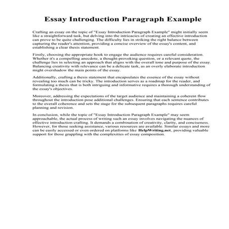 Essay Introduction Paragraph Example.pdf | Homework and Study | Education
