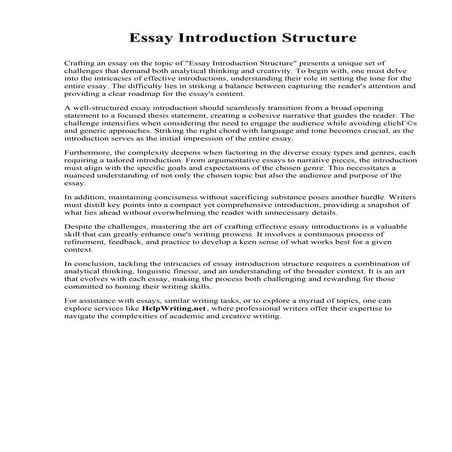 Essay Introduction Structure. Hamilton College