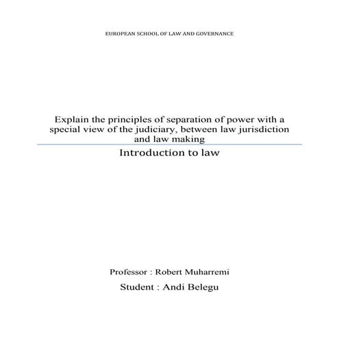 The principle of Separation of Powers 