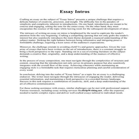 Essay Intros. Copper Mountain Community College