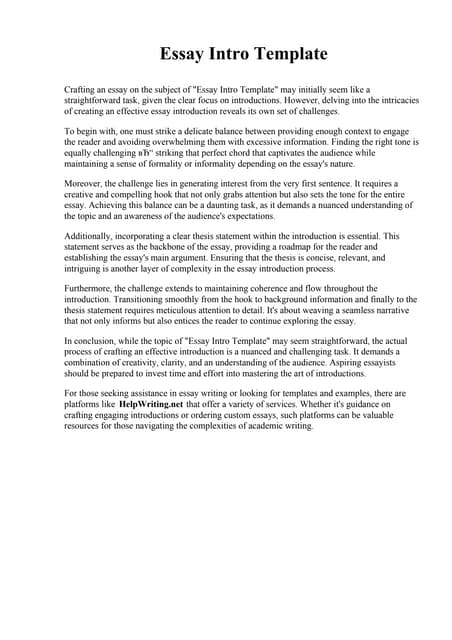 How To Start An Intro To An Essay | PDF