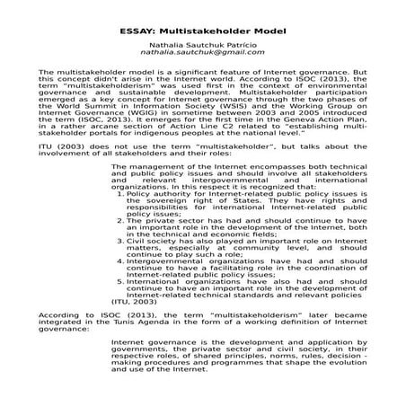 Essay: Multistakeholder Model