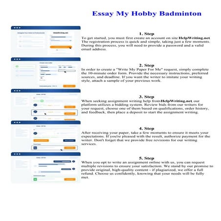 Essay My Hobby Badminton. Online assignment writing service.