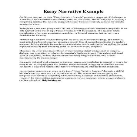 Essay Narrative Example. Narrative Essay  PDF  Essays  Narrative