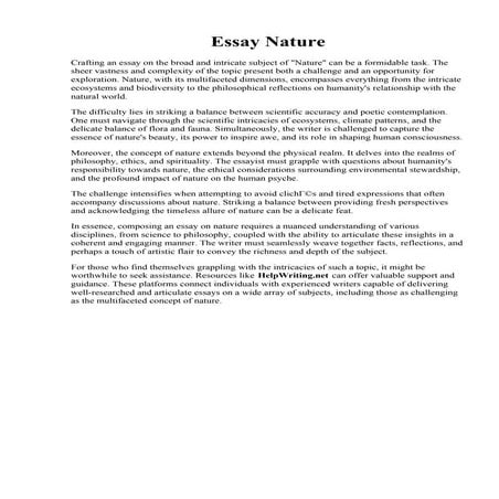Essay Nature. Nature essay - College Homework Help and Online Tutoring.