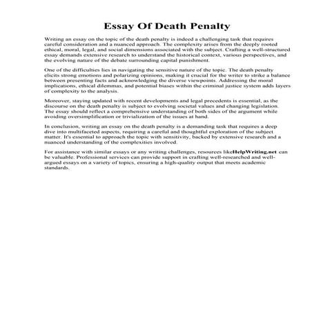 Essay Of Death Penalty