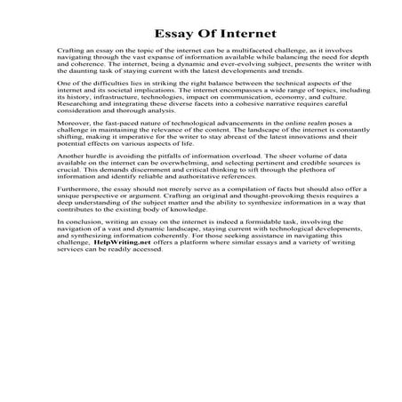 Essay Of Internet. Essay On Internet- Important for all students class 5,6,7,...