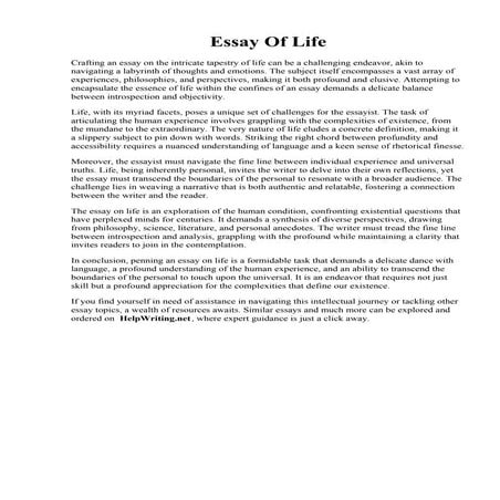 Essay Of Life. Short essay on life is a challenge in 2021  Short essay, Essay...