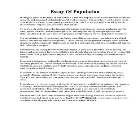 Essay Of Population. Human population levels throughout history essay