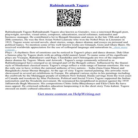 Essay Of Rabindranath Tagore