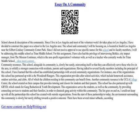 Essay On A Community