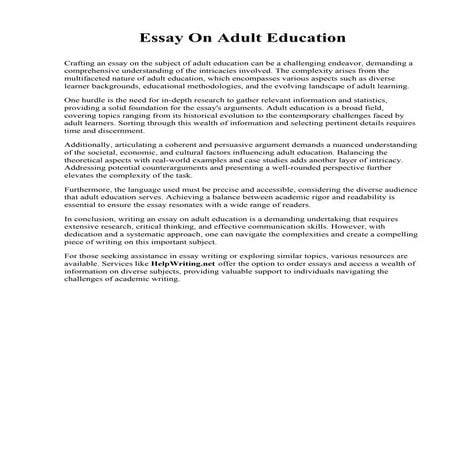 Essay On Adult Education. Columbia College Chicago