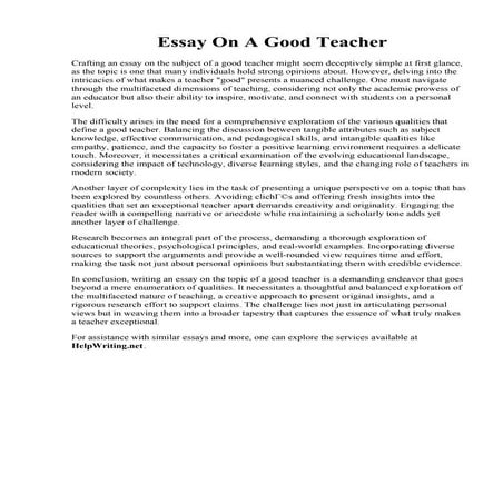 Essay On A Good Teacher